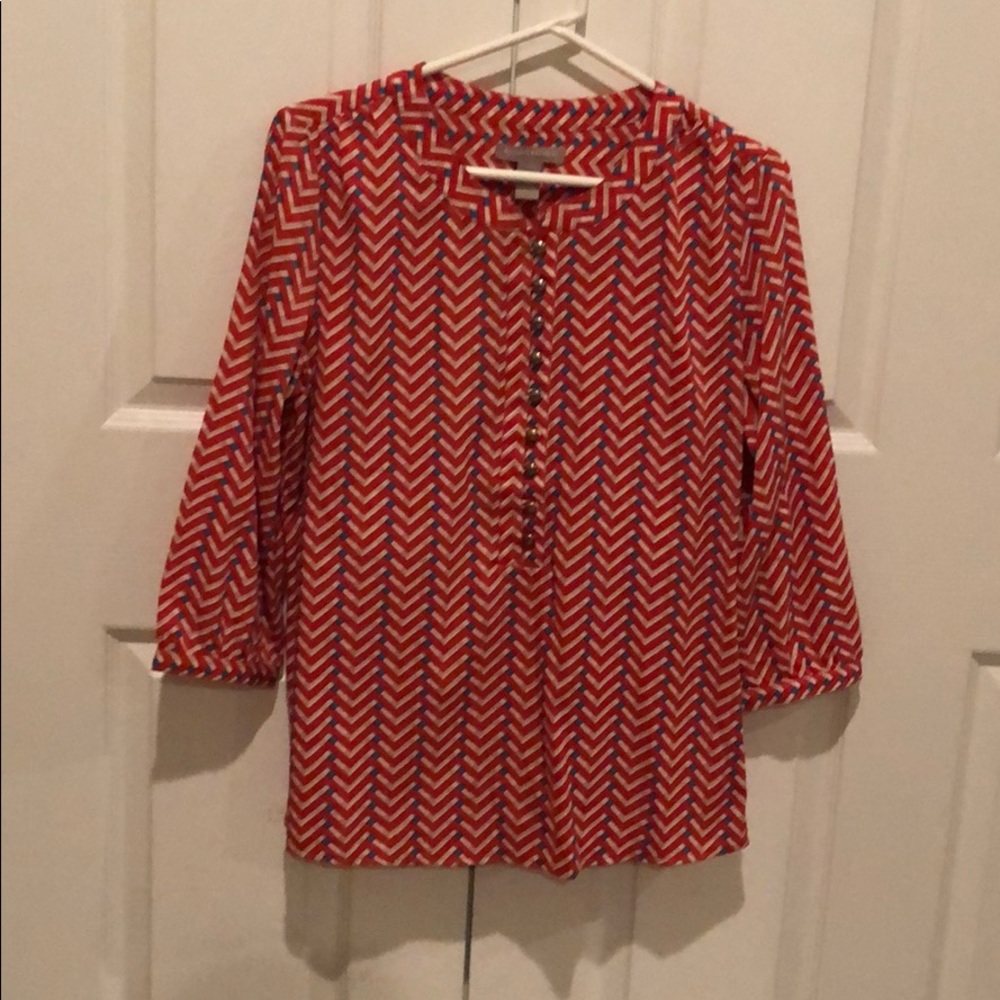 Red chevron patterned BR blouse in size S